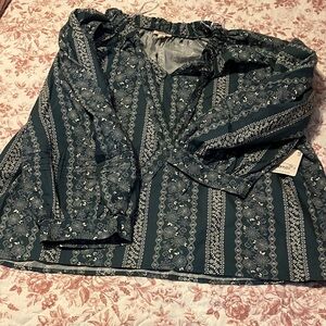 a.n.a Teal Floral Women's Blouse